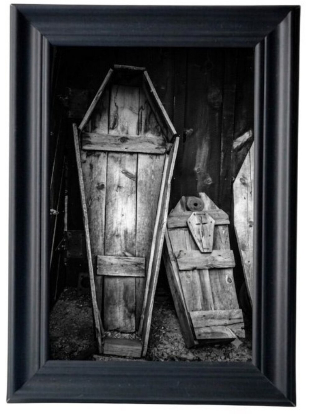 Grave Coffins Empty Graveyard gothic halloween rustic wooden coffin Framed art